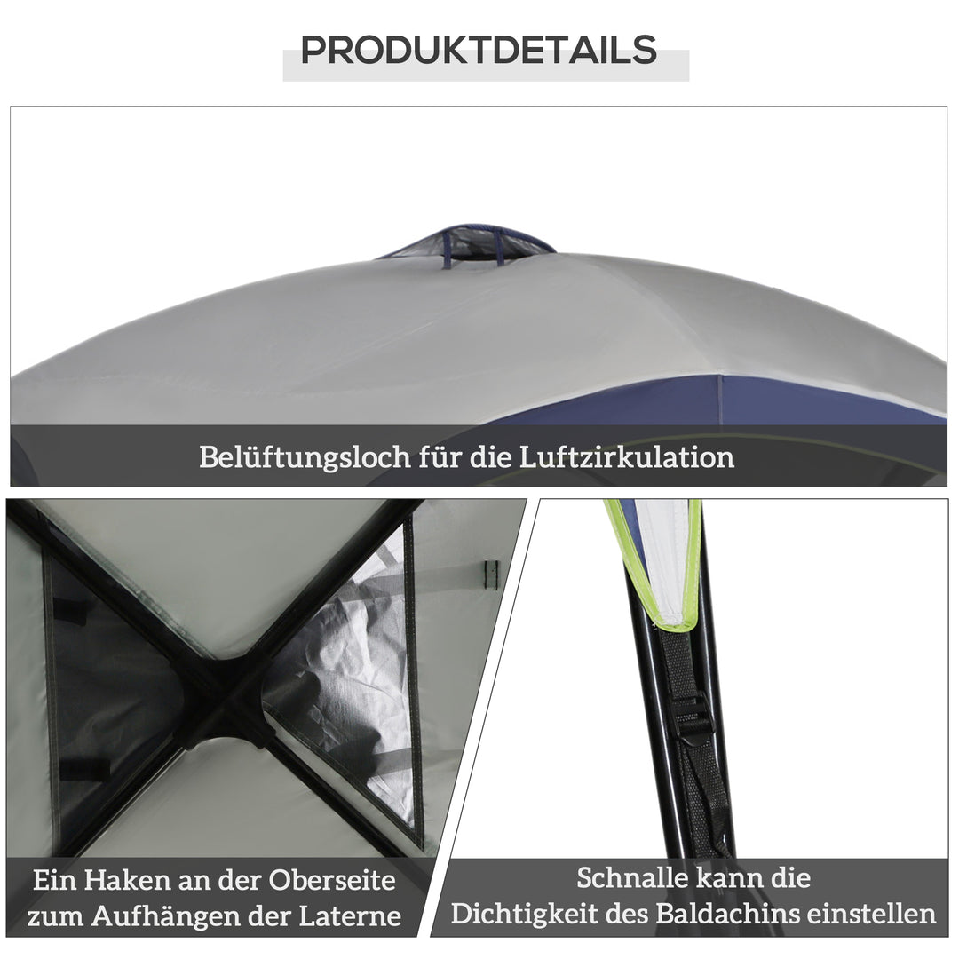 Garden pavilion havetelt marquee partytelt solbeskyttelse vejrbestandig metalstang + polyester cremehvid + blå 4 x 4 x 2,5 m