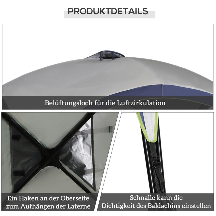 Garden pavilion havetelt marquee partytelt solbeskyttelse vejrbestandig metalstang + polyester cremehvid + blå 4 x 4 x 2,5 m