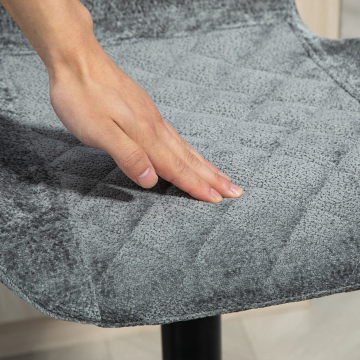 Barstole sæt med 2, højdejusterbare køkkenstole med ryglæn, gasløft, fodstøtte, drejefunktion, grå