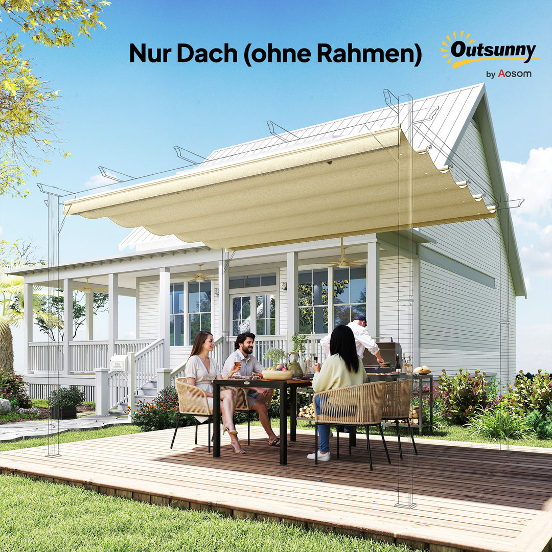 Udskiftningstag til 3 x 3 m pergola, udtrækkeligt, med drænhuller til regnvand, vejrbestandigt, polyester, 250 x 255 cm, cremehvid