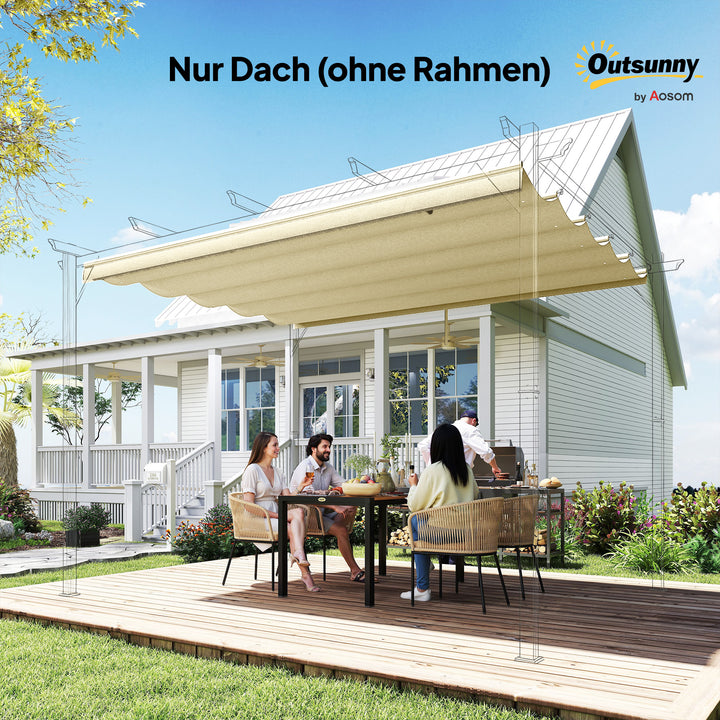 Udskiftningstag til 3 x 3 m pergola, udtrækkeligt, med drænhuller til regnvand, vejrbestandigt, polyester, 250 x 255 cm, cremehvid