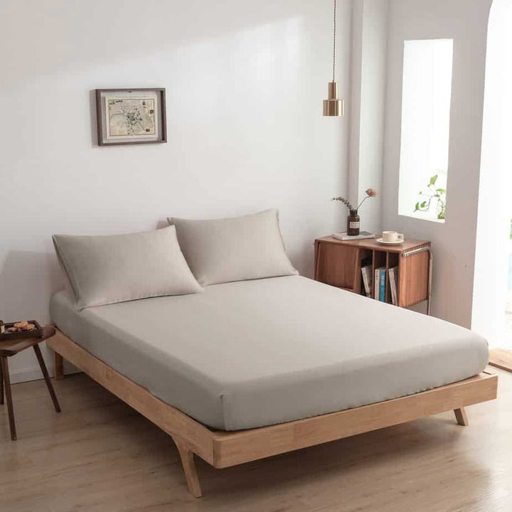 Beige bambus Fitted Sheet Premium - op til 30 cm - 400TC Tanboocel - Blød Taupe