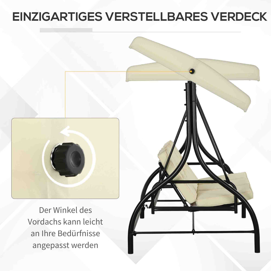 Gyngebænk, verandagynge med solsejl, havegynge, verandagynge, 3 sæder, gyngeseng