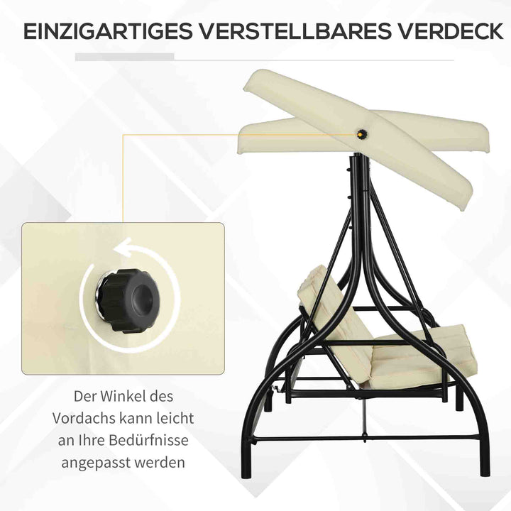 Gyngebænk, verandagynge med solsejl, havegynge, verandagynge, 3 sæder, gyngeseng