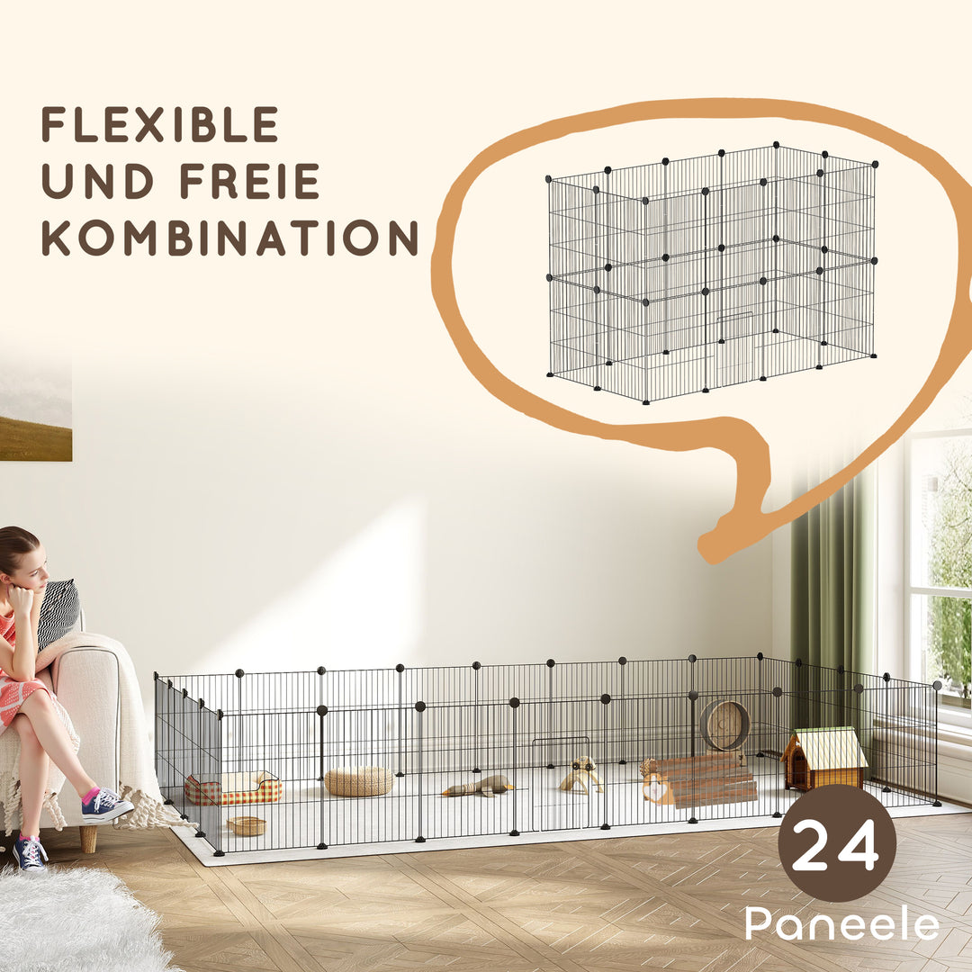 Bur til små dyr, udendørs indhegning, modulært design, 0,72 m², stål, sort