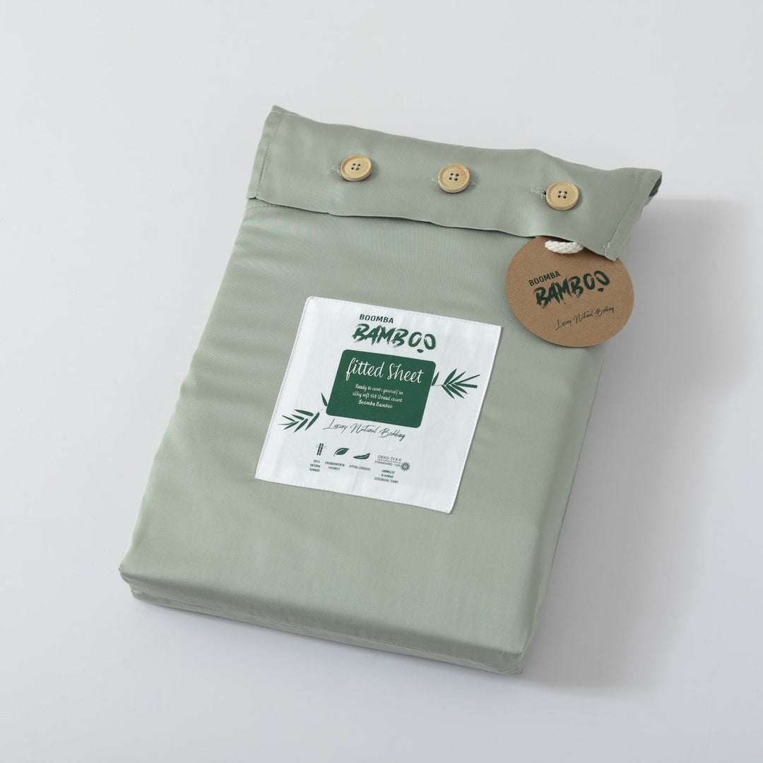 Lysegrøn bambus fitted sheet Premium - op til 30 cm - 400TC Tanboocel - Sage Green