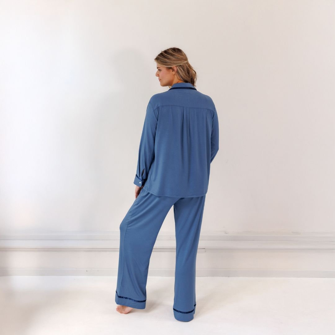 TENCEL™ Pyjamassæt lang dame mørkeblå