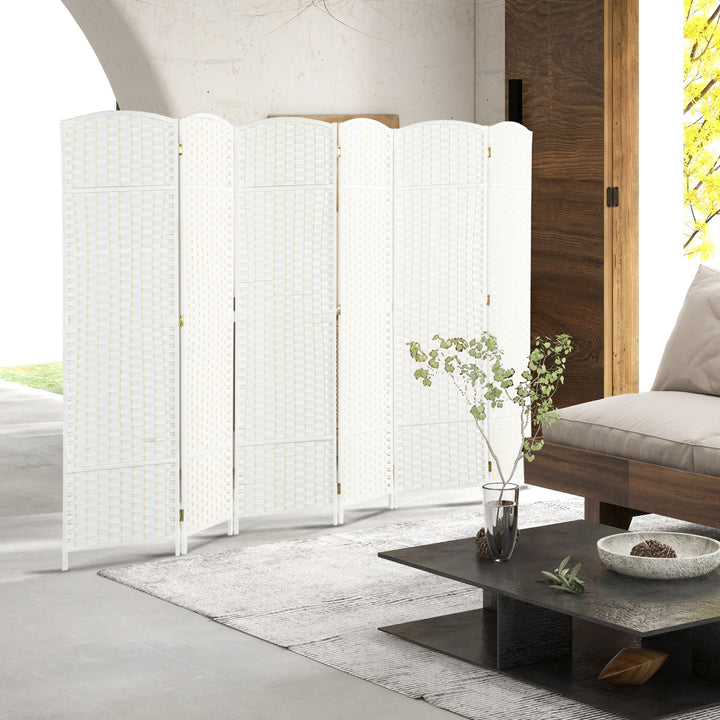6-Panels rumdeler, foldbar skærm, skærm til stue, soveværelse, hjemmekontor, hvid