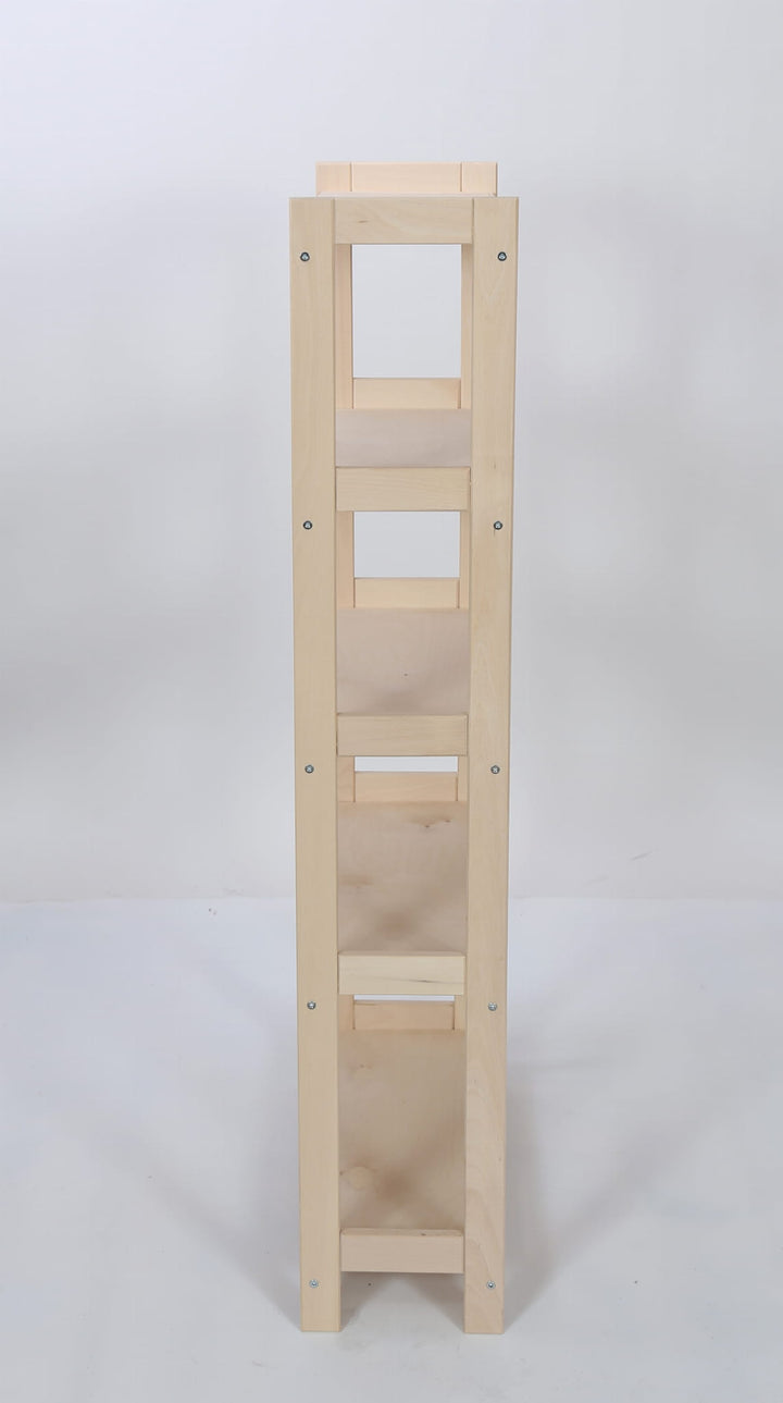 Bogreol i bøgetræ, 5 hylder, 136x50x25 cm