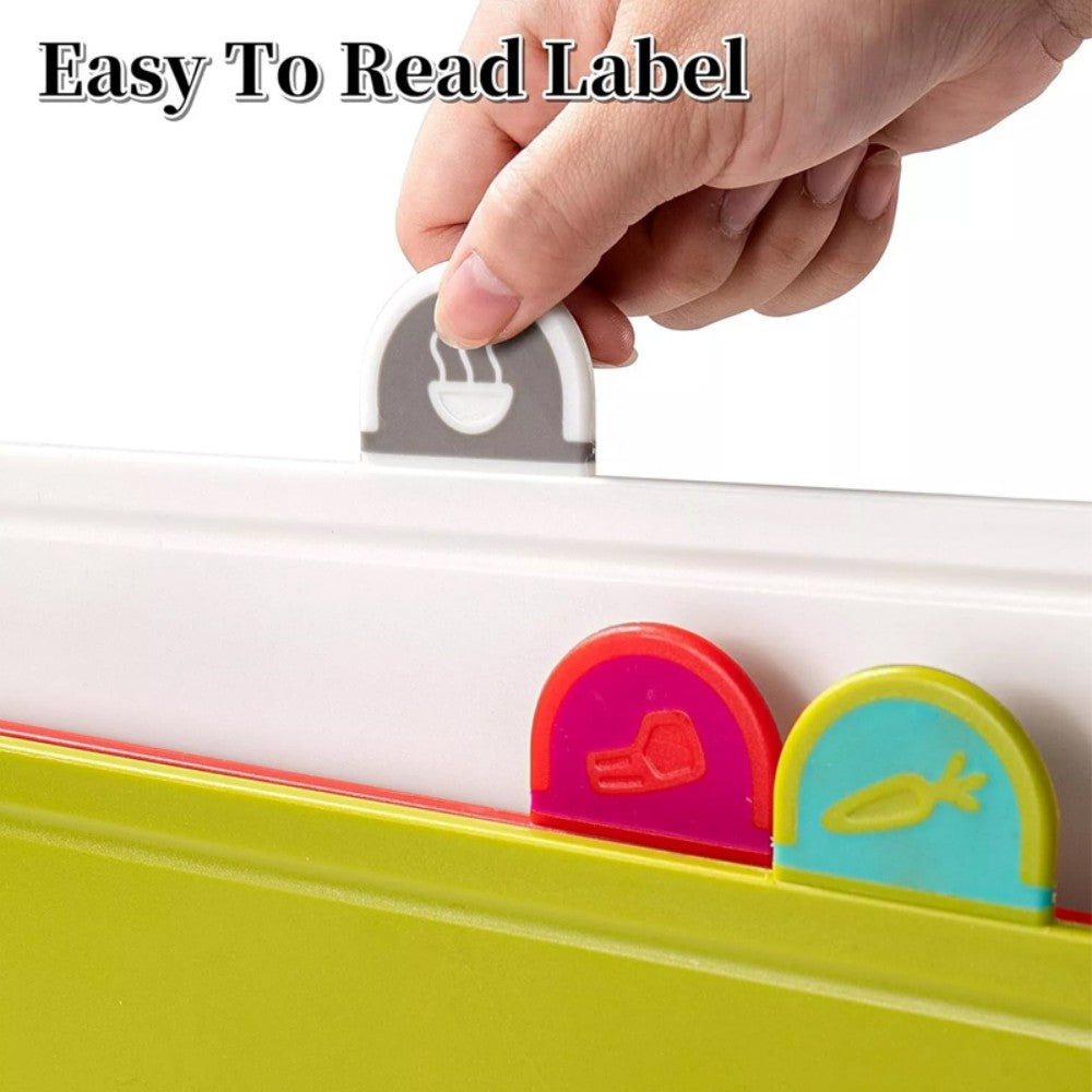ZENO 4-delt farvet skærebrætsæt med skridsikker indeksering og stativ