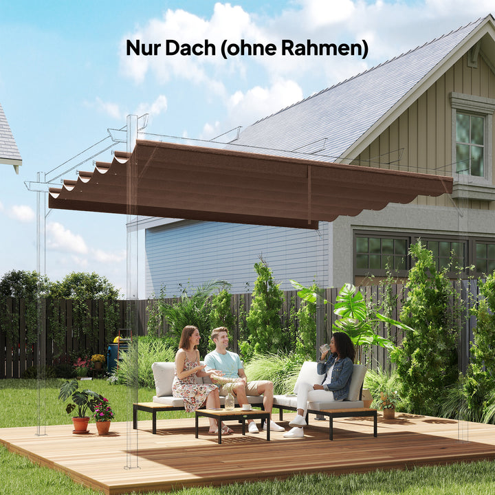 Udskiftningstag til 3 x 3 m pergola, udtrækkeligt, med drænhuller til regnvand, vejrbestandigt, polyester, 250 x 255 cm Kaffe