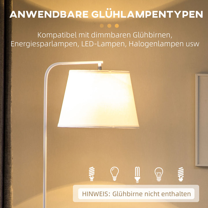 Gulvlampe med 2 hylder, gulvlampe, fodkontakt, 40 w. e 27, naturlig + hvid