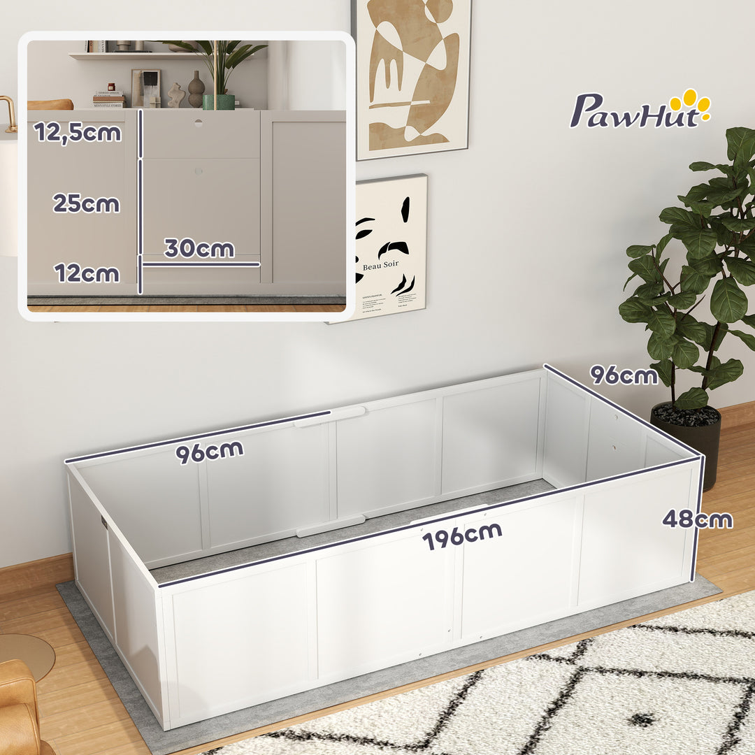 Hundebakke til hunde og hvalpe med justerbare indgange til store og små hunde, 196 x 96 x 48 cm, hvid
