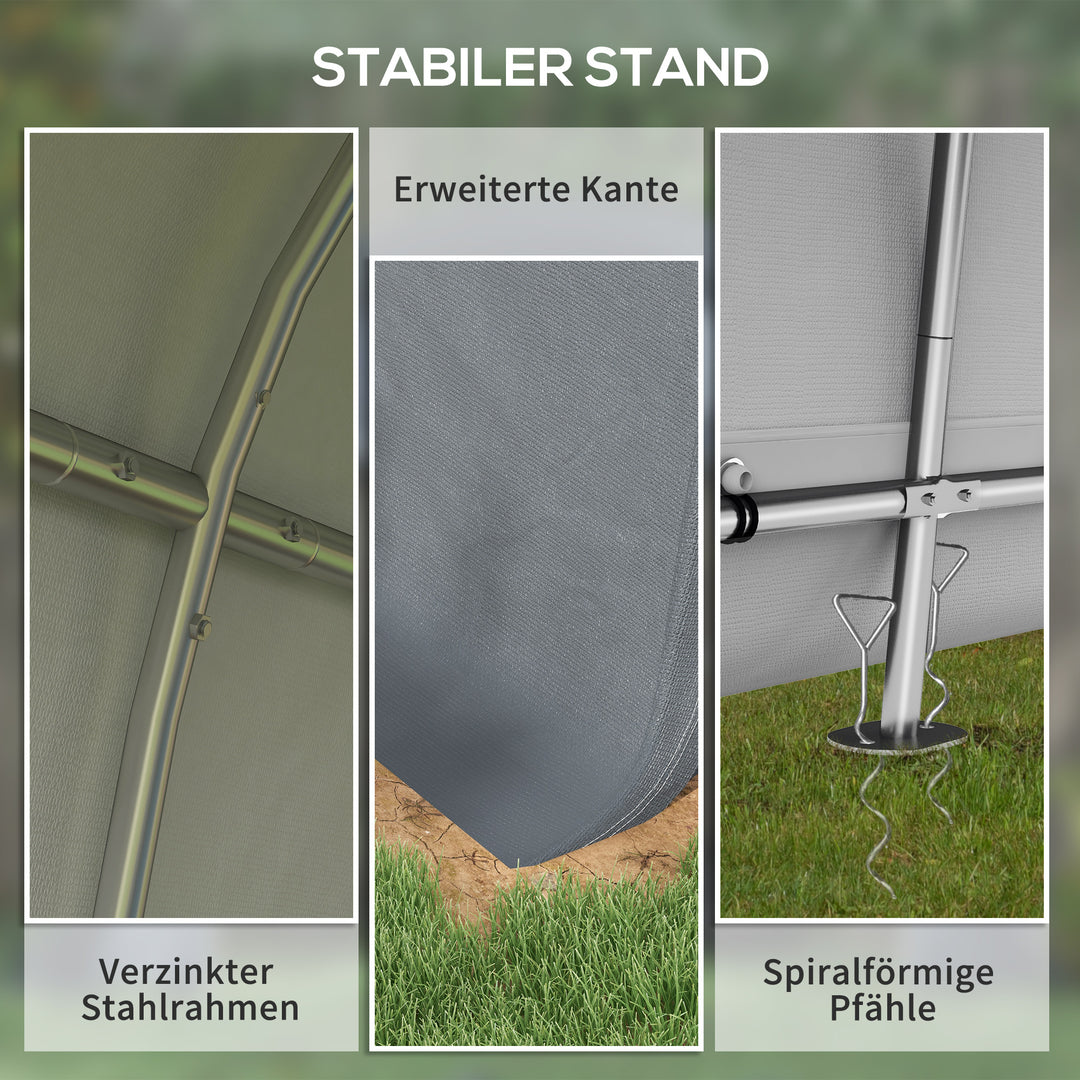 Opbevaringstelt til haven, robust stålramme, store døre, 3x3m, grå