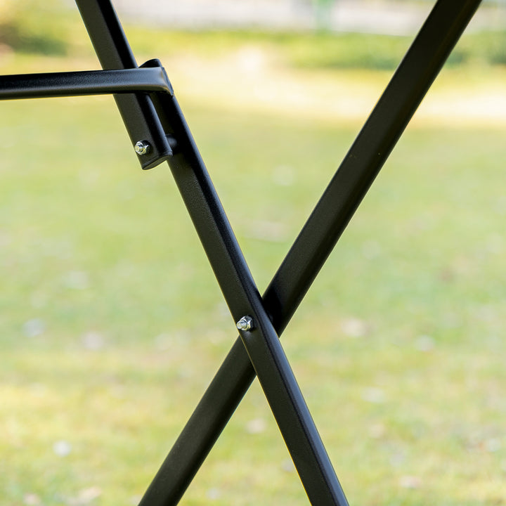 Foldbart balkonsæt til 2 personer med 1 bord og 2 stole, havemøbelsæt i metalnet, sort og grå