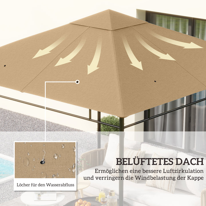 Udskiftningstag til havepavillon, polyester, 2,98 x 2,95 m, beige