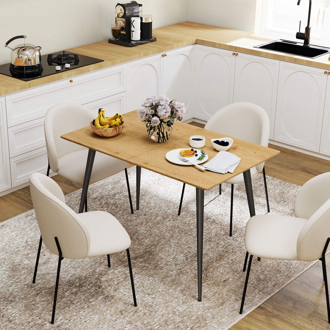 Udtrækkeligt spisebord, udvideligt bord til 6-8 personer, køkkenbord med massive stålben