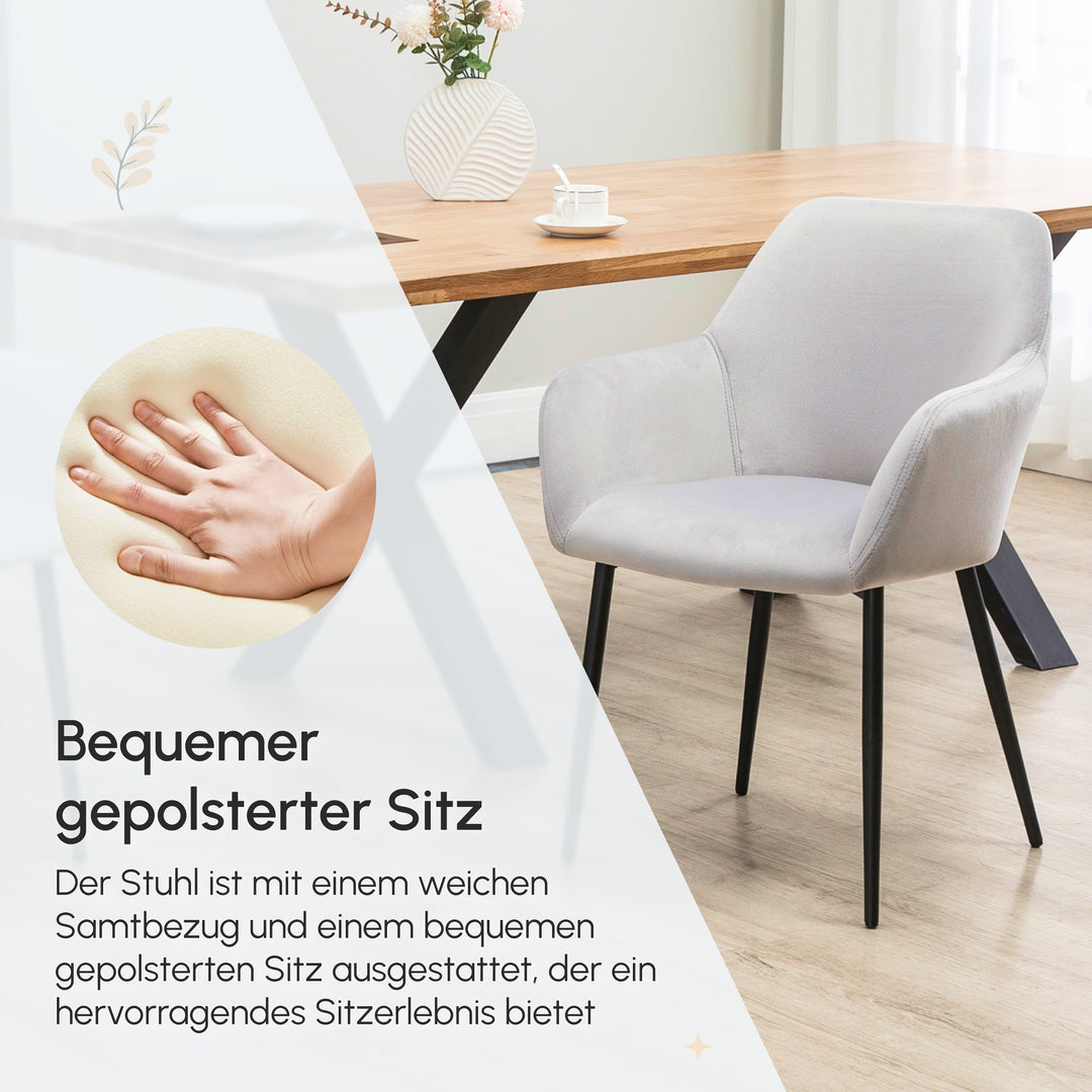 Spisebordsstolsæt, komfortabel, 54x57x80 cm, lysegrå