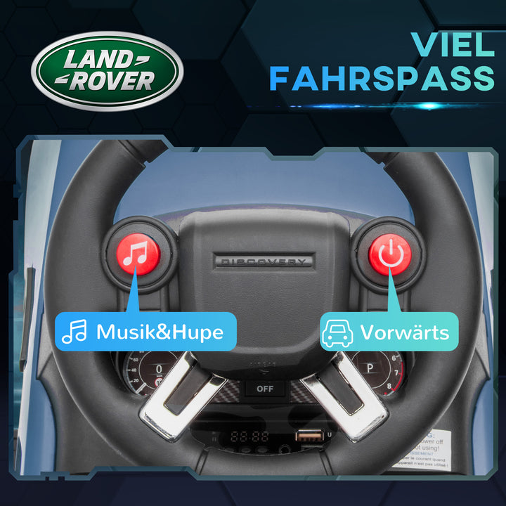 Elektrisk børnebil 6v, land rover, køre-/skubbetilstand, forlygter, musik, lyseblå