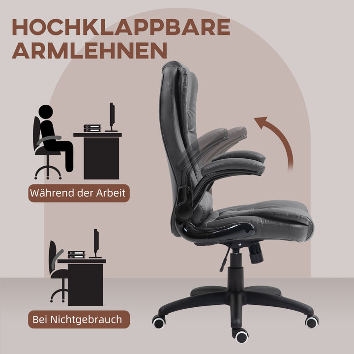 Ergonomisk kontorstol med foldbare armlæn og hvilefunktion, mørkegrå