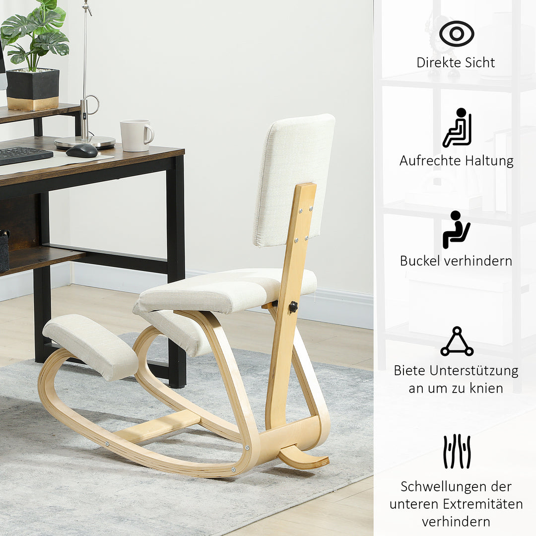 Ergonomisk knælestol, knælestol, sundhedsstol til hjemmet, kontoret, meditation, creme