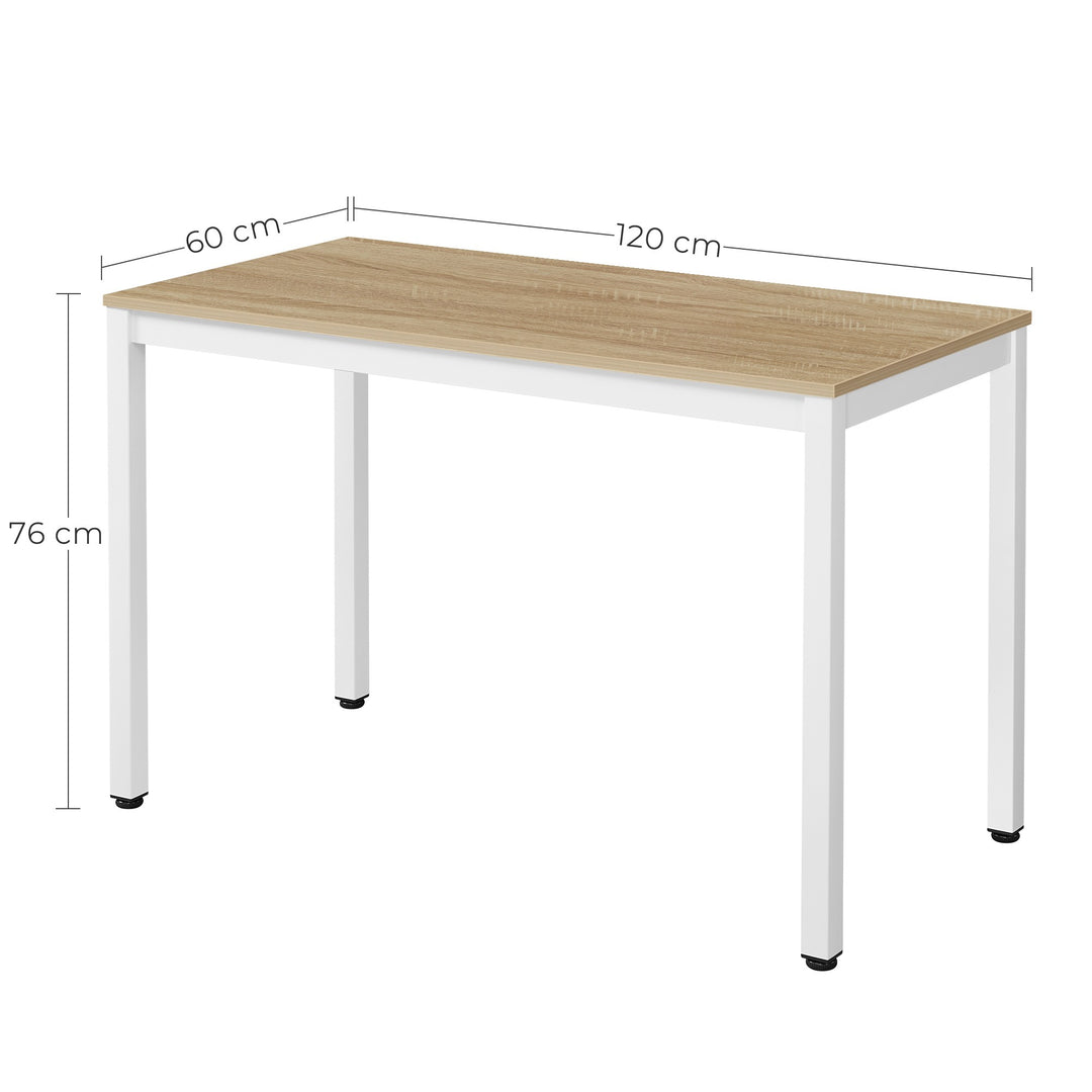TESSA bordsæt 120 cm x 60 cm - eg / hvide ben + 4 WAT hvide stole / naturlige ben