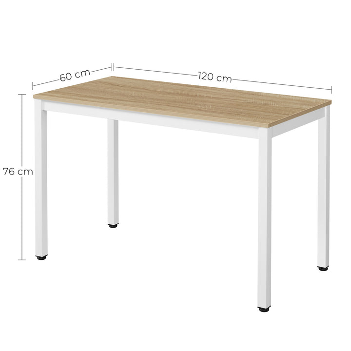TESSA bordsæt 120 cm x 60 cm - eg / hvide ben + 4 WAT hvide stole / naturlige ben