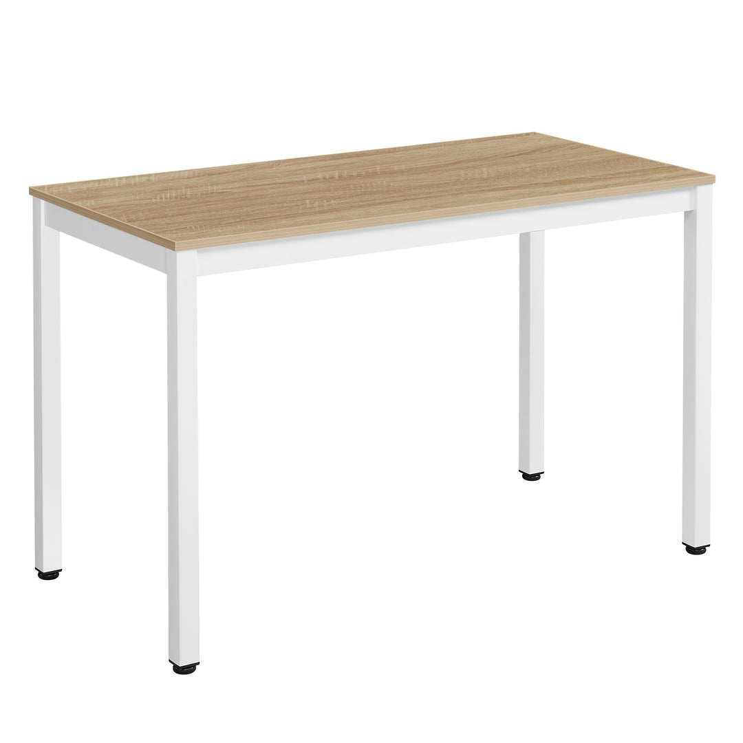 TESSA Bordsæt 120 cm x 60 cm - eg / hvide ben + 4 WAT stole grå / naturfarvet ben