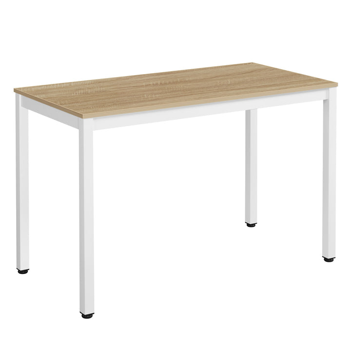 TESSA Bordsæt 120 cm x 60 cm - eg / hvide ben + 4 WAT stole grå / naturfarvet ben