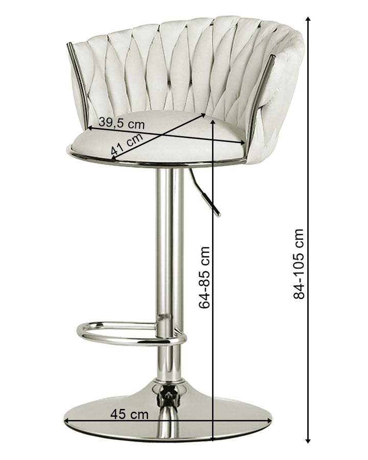 Barstole i fløjl – beige med guldfarvet stel, 2 styks
