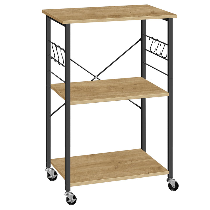 Køkkenreol på hjul – ARTISAN OAK / sort (industrielt design)
