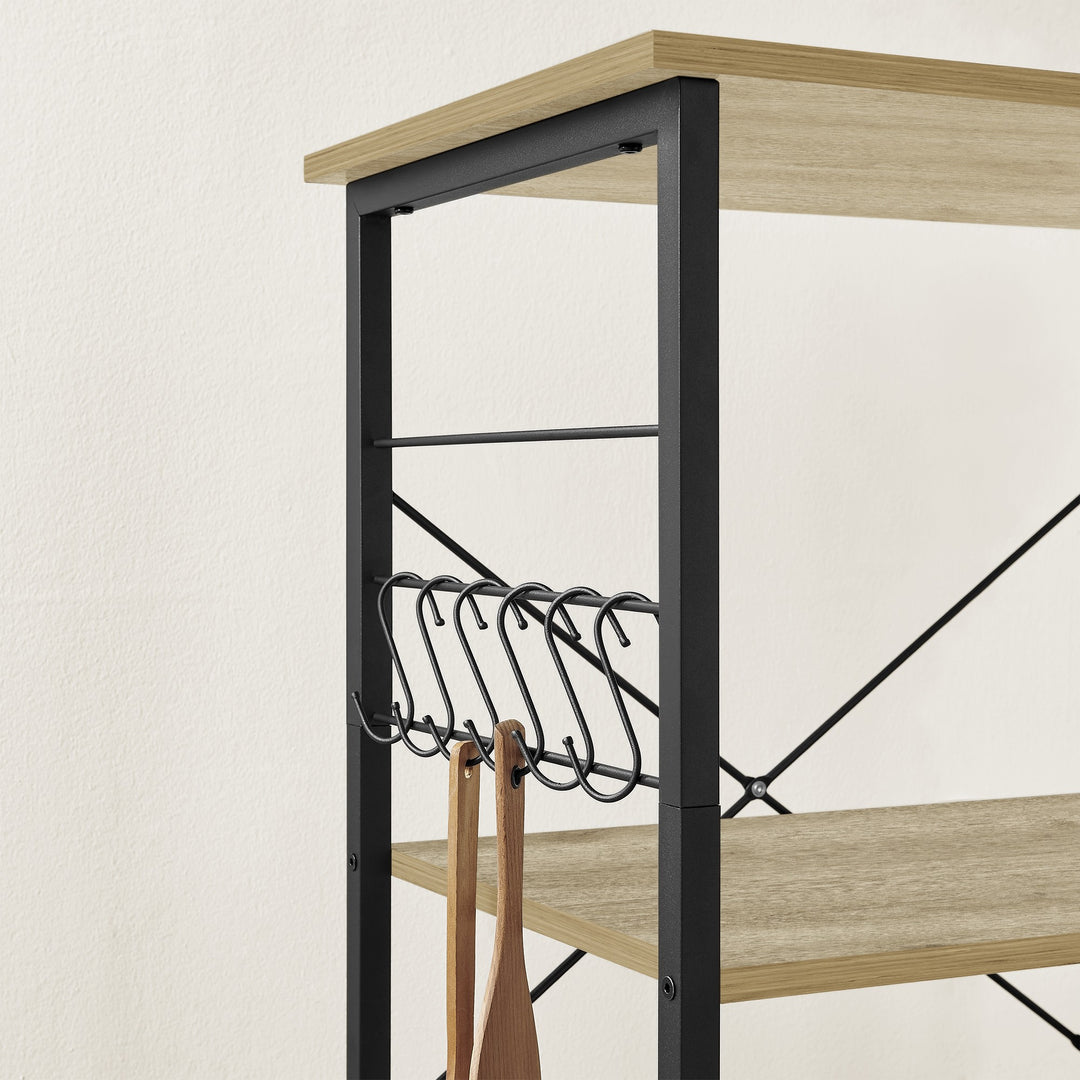 Køkkenreol på hjul – ARTISAN OAK / sort (industrielt design)