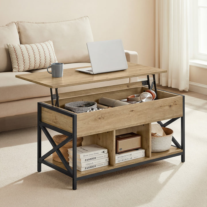 Sofabord med udtrækbar bordplade – ARTISAN OAK / sort (loft design)