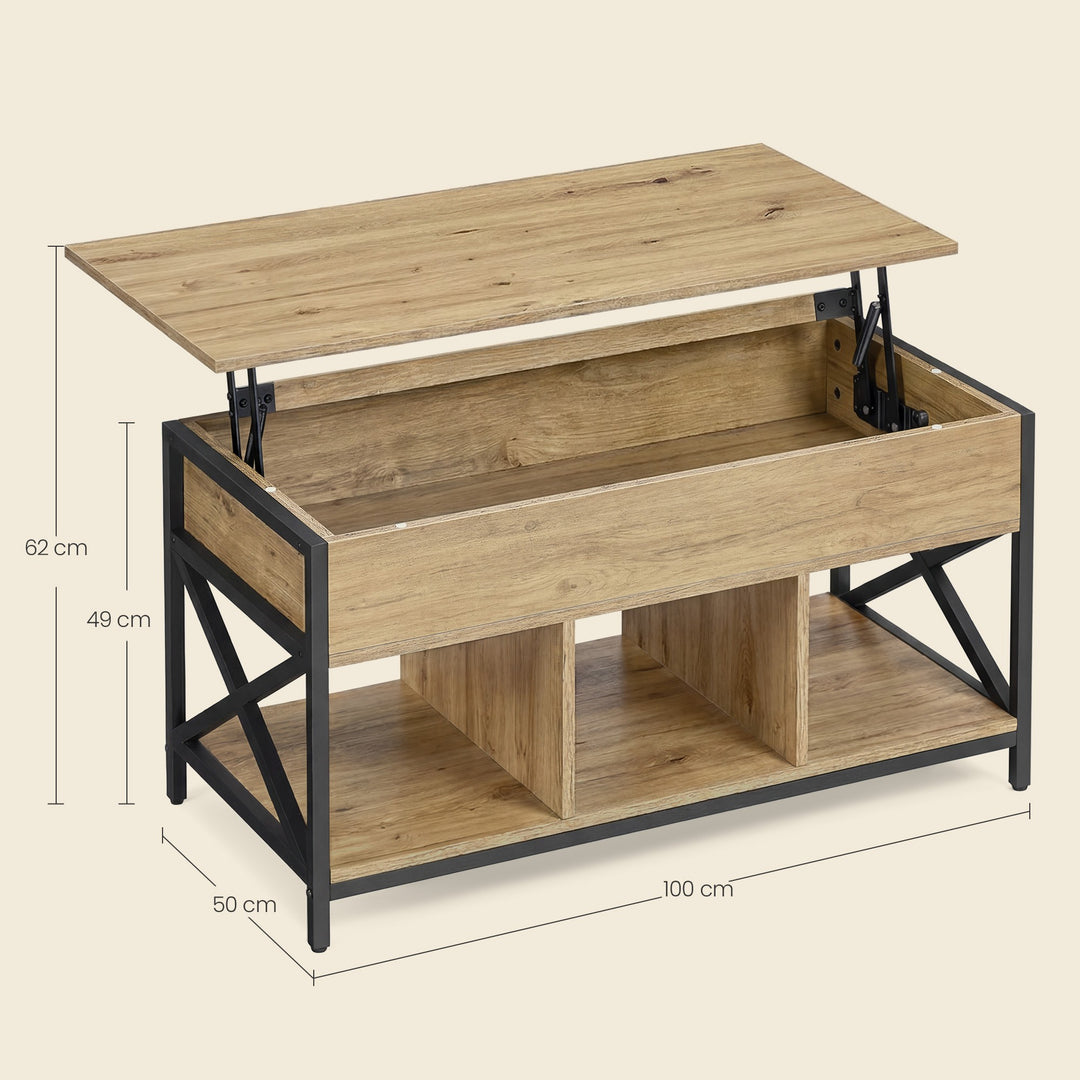 Sofabord med udtrækbar bordplade – ARTISAN OAK / sort (loft design)