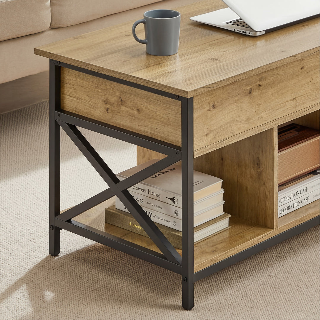 Sofabord med udtrækbar bordplade – ARTISAN OAK / sort (loft design)