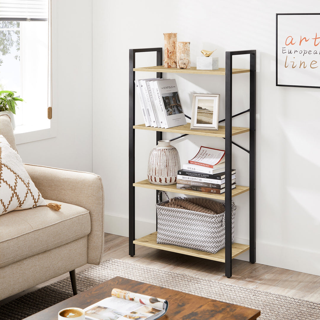 Reol med 4 hylder – ARTISAN OAK / sort