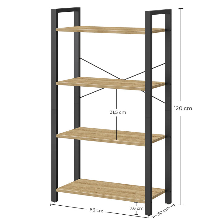 Reol med 4 hylder – ARTISAN OAK / sort