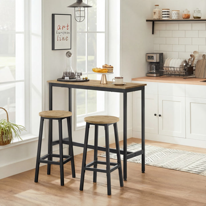 Barsæt med bord og 2 skamler – ARTISAN OAK / sort