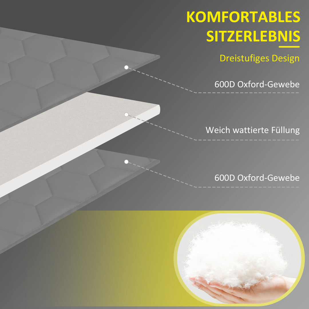 Solseng, haveseng, foldbar, inklusive hynde, vejrbestandig; 188 cm x 65 cm x 36 cm, grå + sort