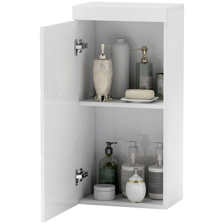 Badeværelsesskab i to niveauer, kommode, vægmonteret, spånplade, mdf, hvid