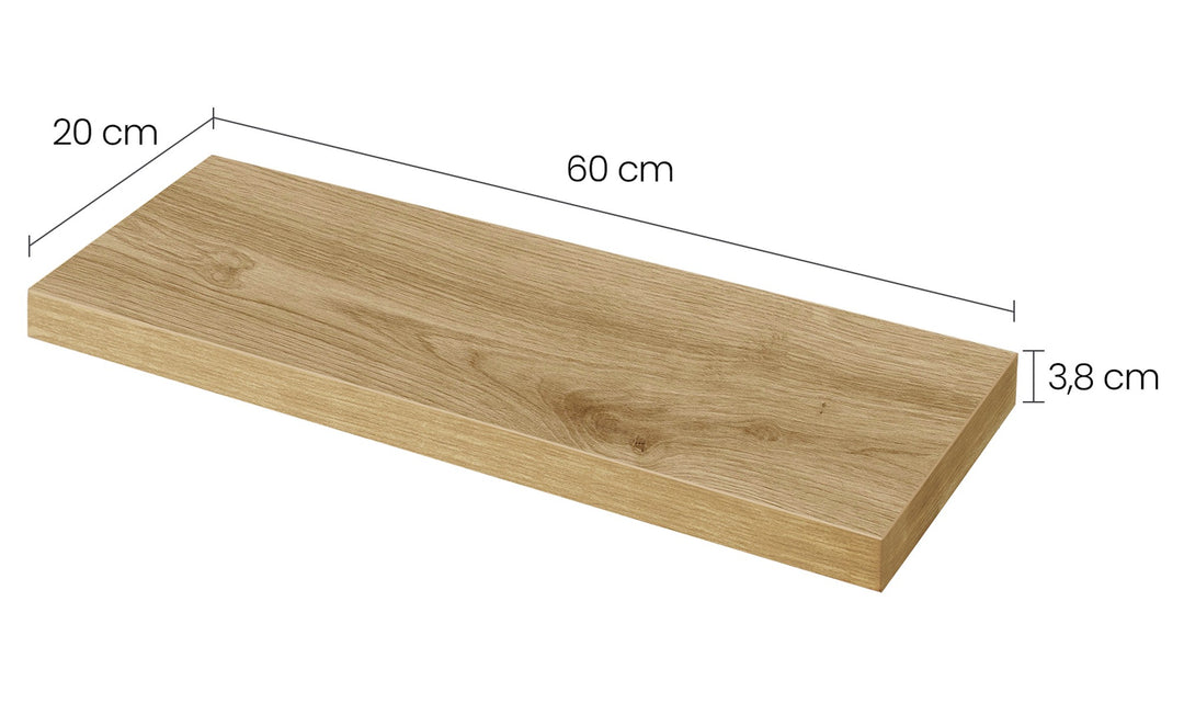 Stilren hylde 60cm, naturfarvet