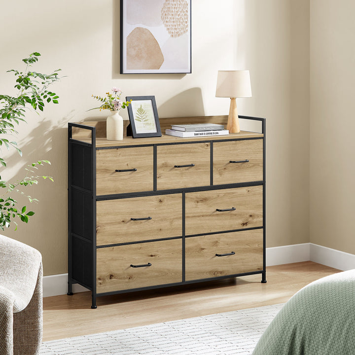 Moderne kommode i industriel stil – artisan eg/sort,  98 x 28,5 x 85 cm (B x D x H)