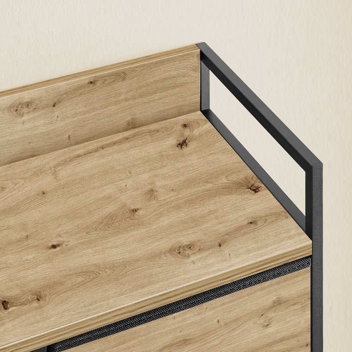 Moderne kommode i industriel stil – artisan eg/sort,  98 x 28,5 x 85 cm (B x D x H)