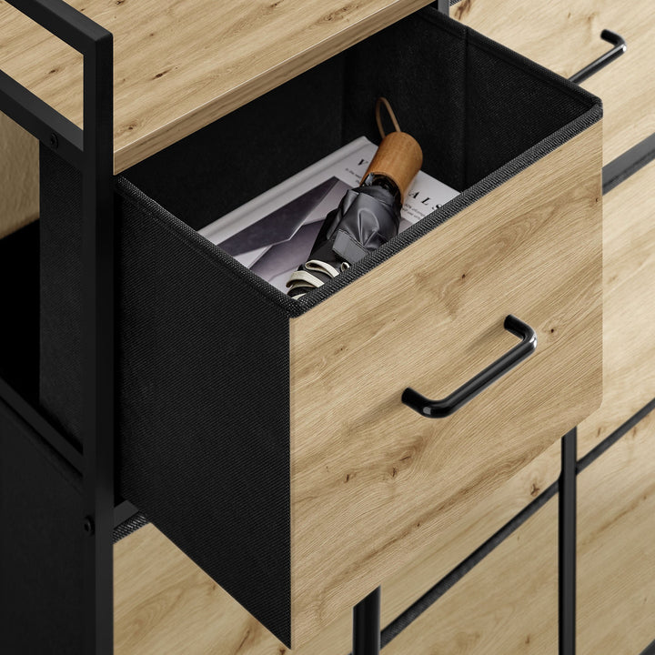 Moderne kommode i industriel stil – artisan eg/sort,  98 x 28,5 x 85 cm (B x D x H)