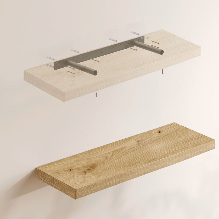 Moderne hylde, naturfarvet, stilren og pladsbesparende, 80cm
