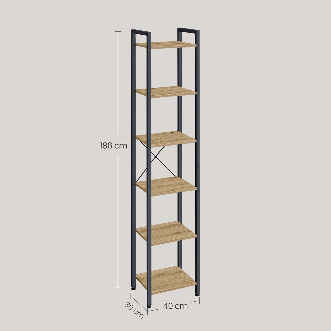 Bogreol med 6 hylder – moderne og pladsbesparende opbevaring