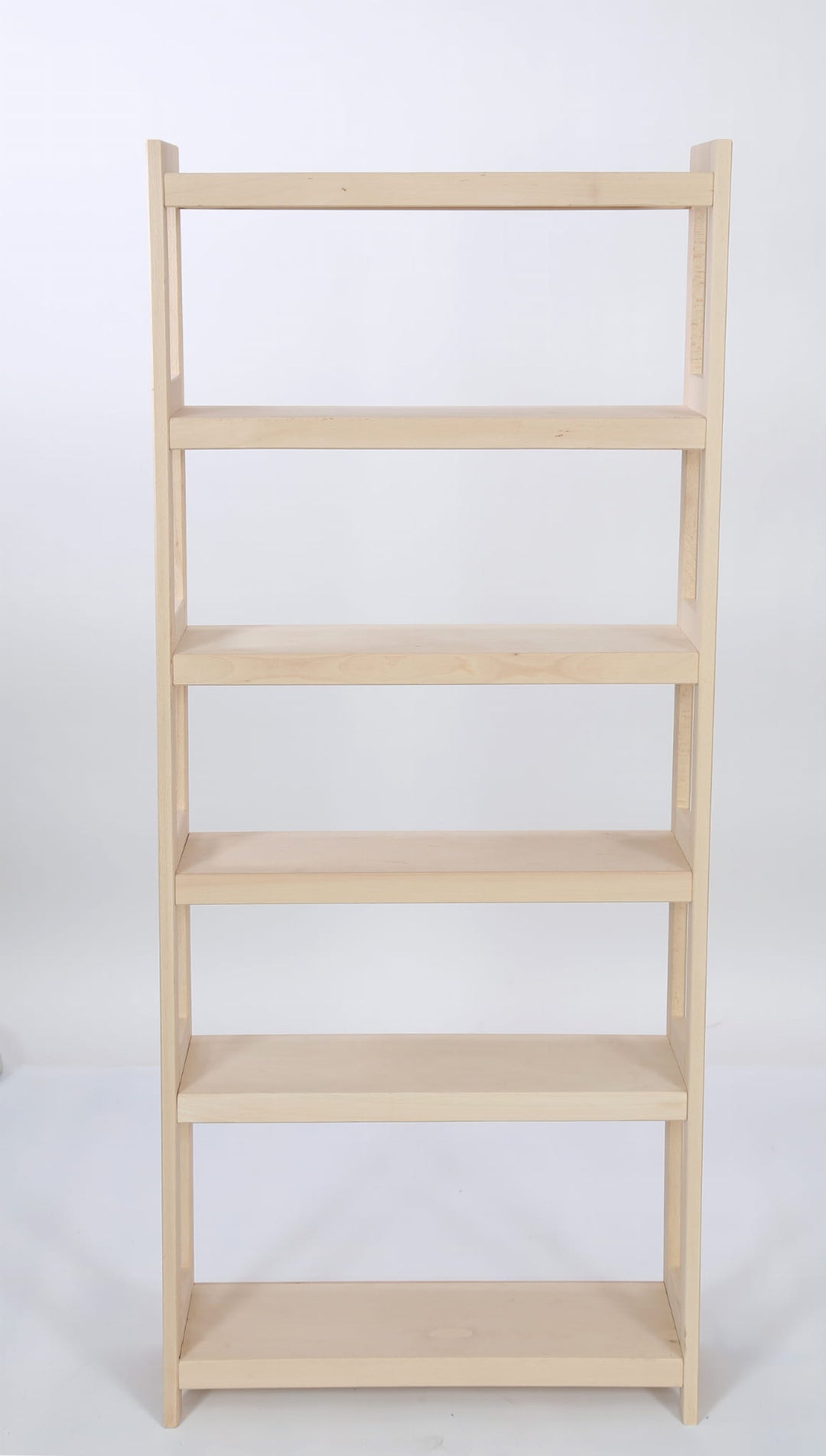 Bogreol i bøgetræ, 6 hylder, 165x50x25 cm