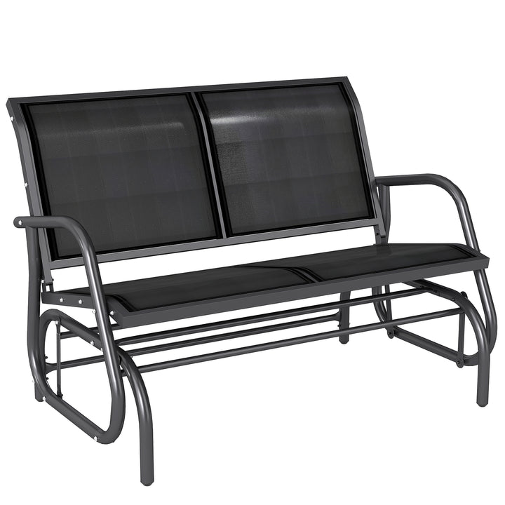-Gyngestol med havebænk og vippemekanisme, bæreevne op til 200 kg, 120 x 70 x 85 cm, sort