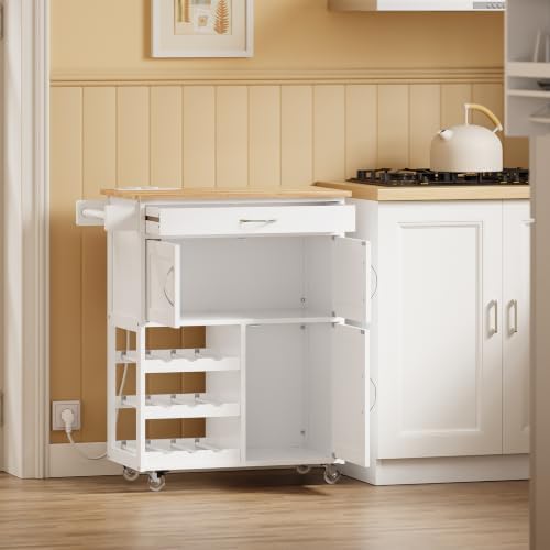 Køkkenvogn med stikkontakt, 75x37,6x86,5 cm, til køkken & kaffehjørne
