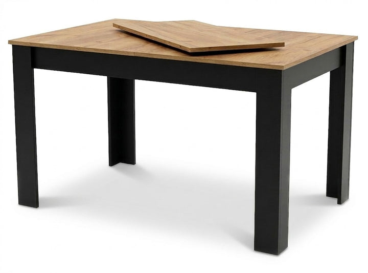 Moderne rektangulært udtræksbord, 120/160 x 80 cm, ben, sort